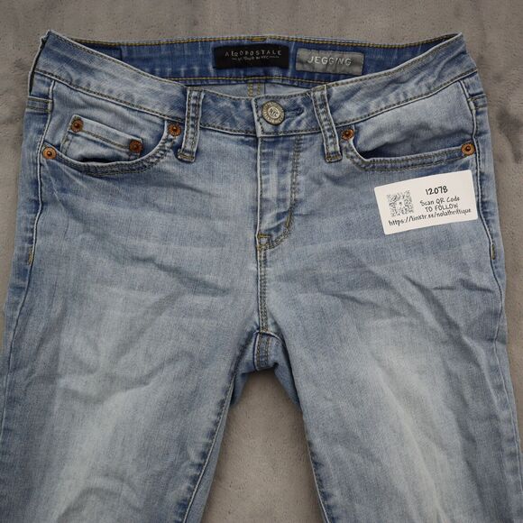 Aeropostale Pants Womens 26W Light Blue Denim Court Low Rise Skinny Leg Jegging - Picture 6 of 11